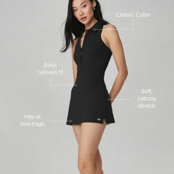 ALO Yoga | Dresses | Alo Charmed Tennis Dress Black Size Small | Poshmark